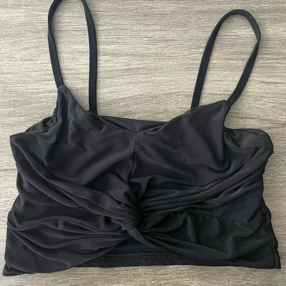 Black Front Criss-Cross Crop Top